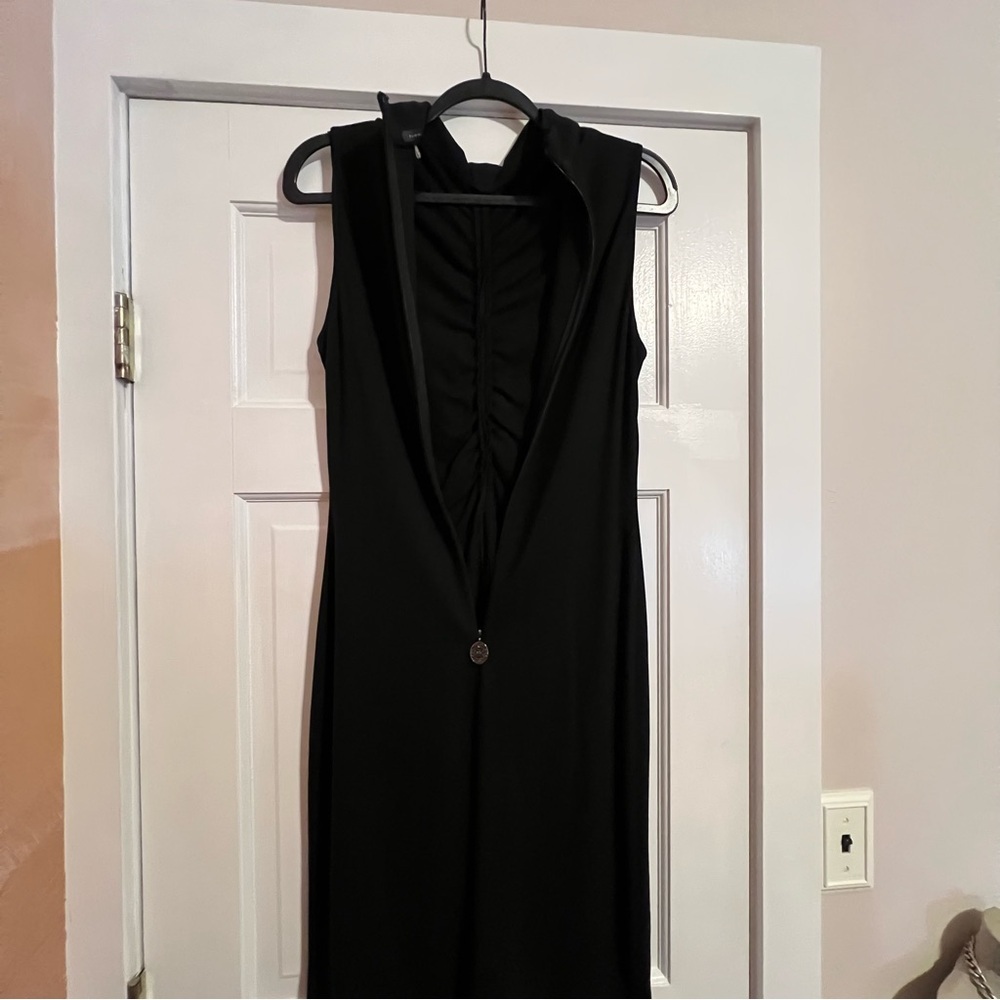 #147 ELIE TAHARI BLACK RUFFLE SLEEVELESS DRESS SIZE 6 - Picture 4 of 10